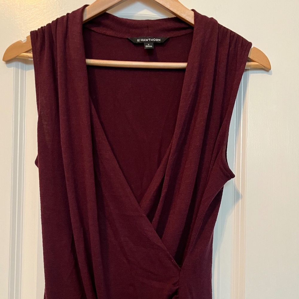 41 Hawthorn Women’s Benni Wrap Front Ruched Knit Top - Burgundy - Size Medium - Picture 7 of 11